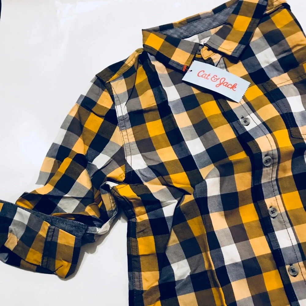 Retro Vintage Boys husky button down shirt  ✨HP🦖 Deadstock NWT kidcore academia